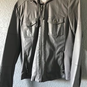 Guess Grey Faux Leather Jacket